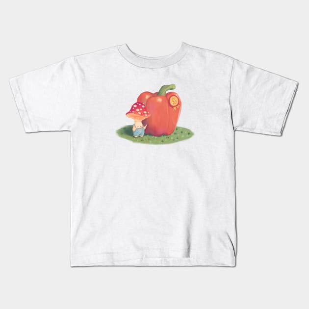 Farmer Mushroom Kids T-Shirt by Lucracia Ray